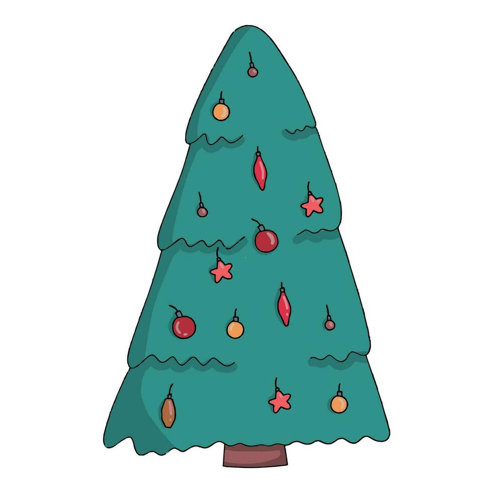 Türkis Weihnachten Baum. Vektor Illustration auf ein Weiß Hintergrund. Neu Jahr Symbol. modern eben Design
