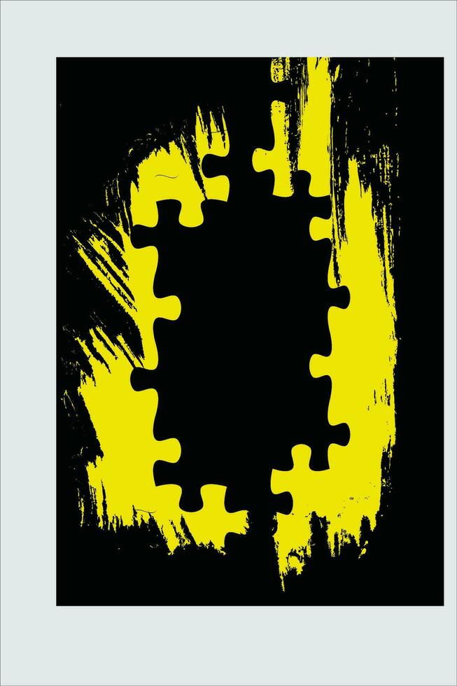 Gelb Farbe Bürste Über schwarz Farbe Puzzle Gradient Grunge Textur Hintergrund. Sport Stil Vektor Illustration