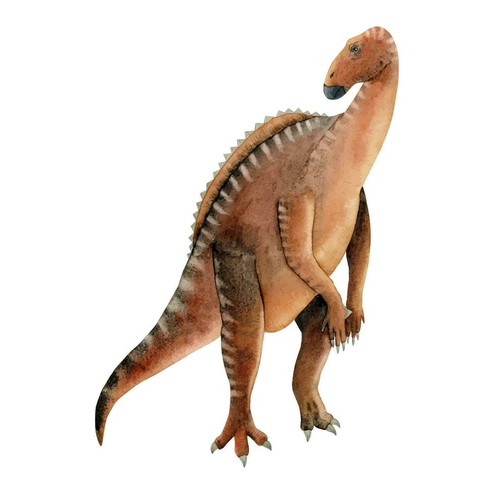 Iguanodon Dinosaurier Aquarell Vektor Illustration. Hand gezeichnet realistisch uralt pflanzenfressend Eidechse Tier