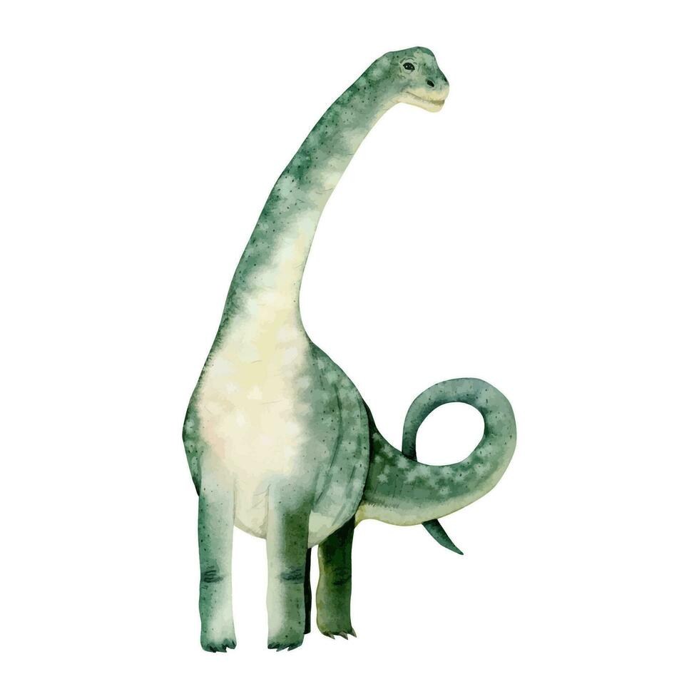 Aquarell Brachiosaurus Grün Dinosaurier. Hand gezeichnet Vektor Illustration von jurassisch uralt Tier