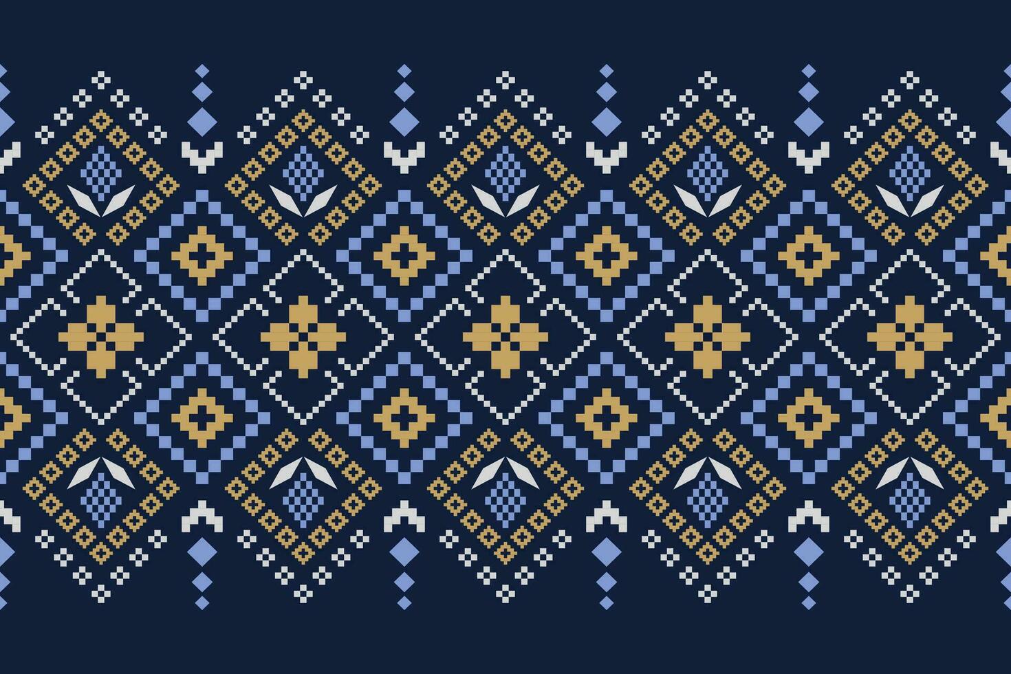 indigo Marin blå geometrisk traditionell etnisk mönster ikat sömlös mönster gräns abstrakt design för tyg skriva ut trasa klänning matta gardiner och sarong aztec afrikansk indisk indonesiska vektor