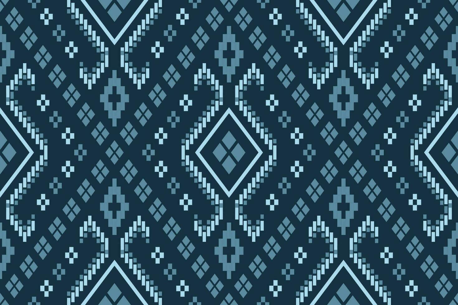 Indigo Marine Blau geometrisch traditionell ethnisch Muster Ikat nahtlos Muster Rand abstrakt Design zum Stoff drucken Stoff Kleid Teppich Vorhänge und Sarong aztekisch afrikanisch indisch indonesisch vektor