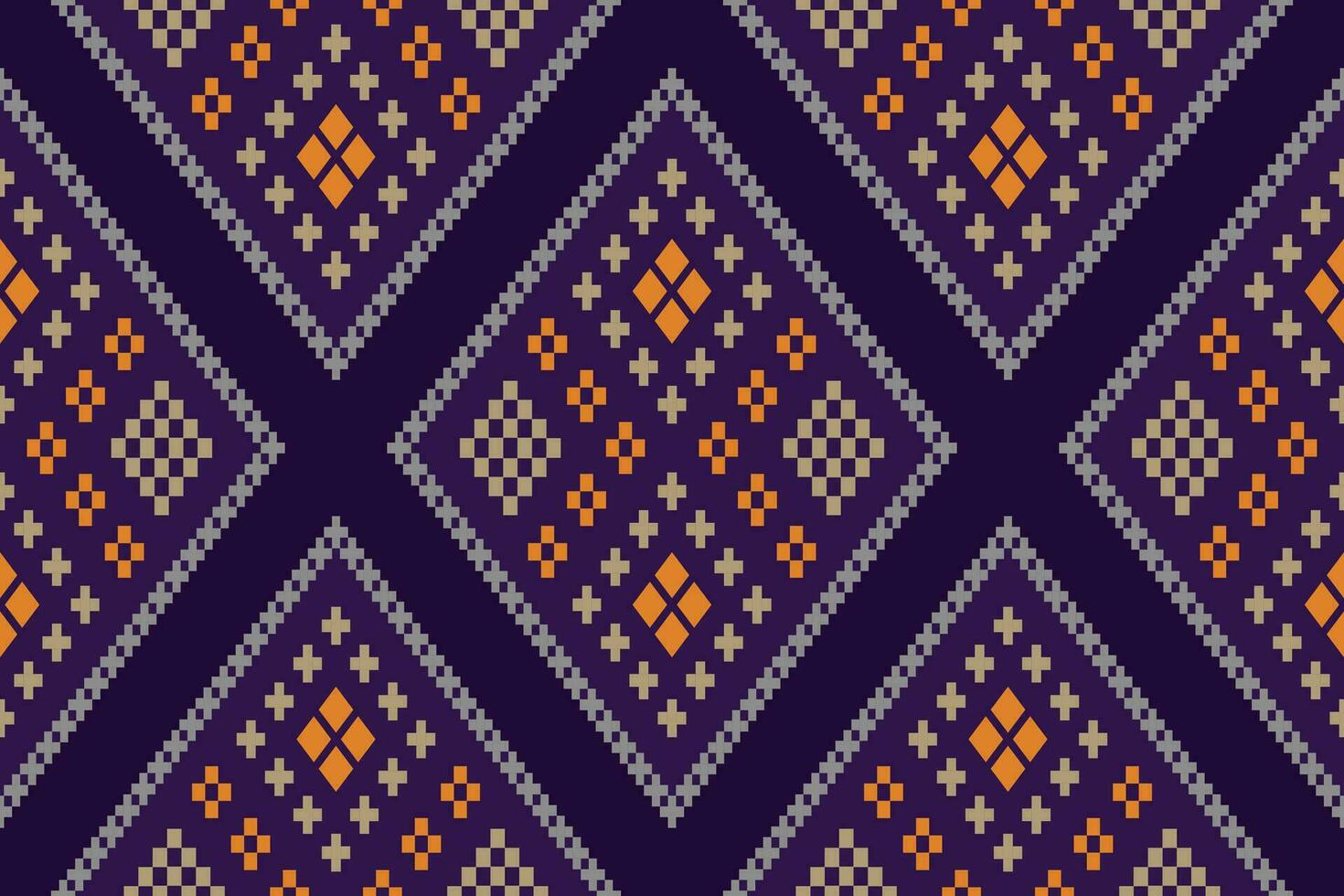 lila korsa sy traditionell etnisk mönster paisley blomma ikat bakgrund abstrakt aztec afrikansk indonesiska vektor