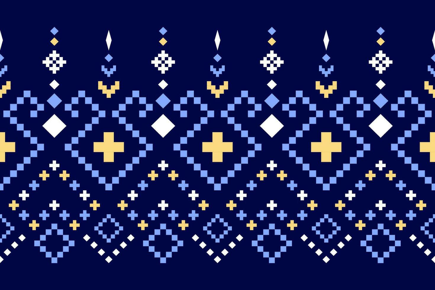 indigo Marin blå geometrisk traditionell etnisk mönster ikat sömlös mönster gräns abstrakt design för tyg skriva ut trasa klänning matta gardiner och sarong aztec afrikansk indisk indonesiska vektor