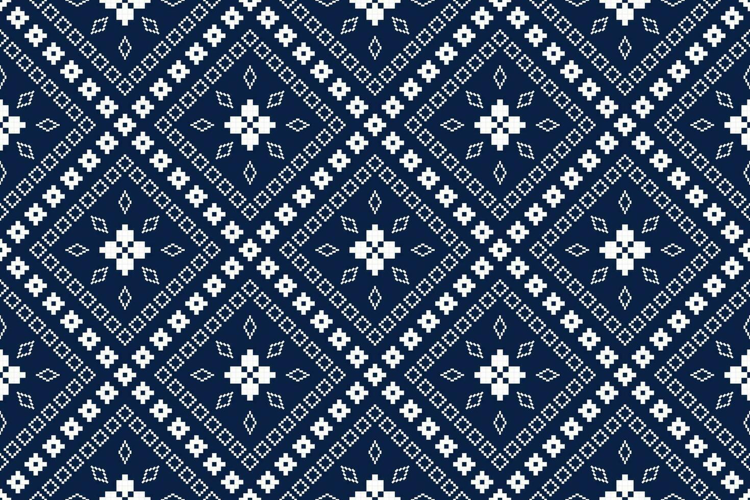 indigo Marin blå geometrisk traditionell etnisk mönster ikat sömlös mönster gräns abstrakt design för tyg skriva ut trasa klänning matta gardiner och sarong aztec afrikansk indisk indonesiska vektor