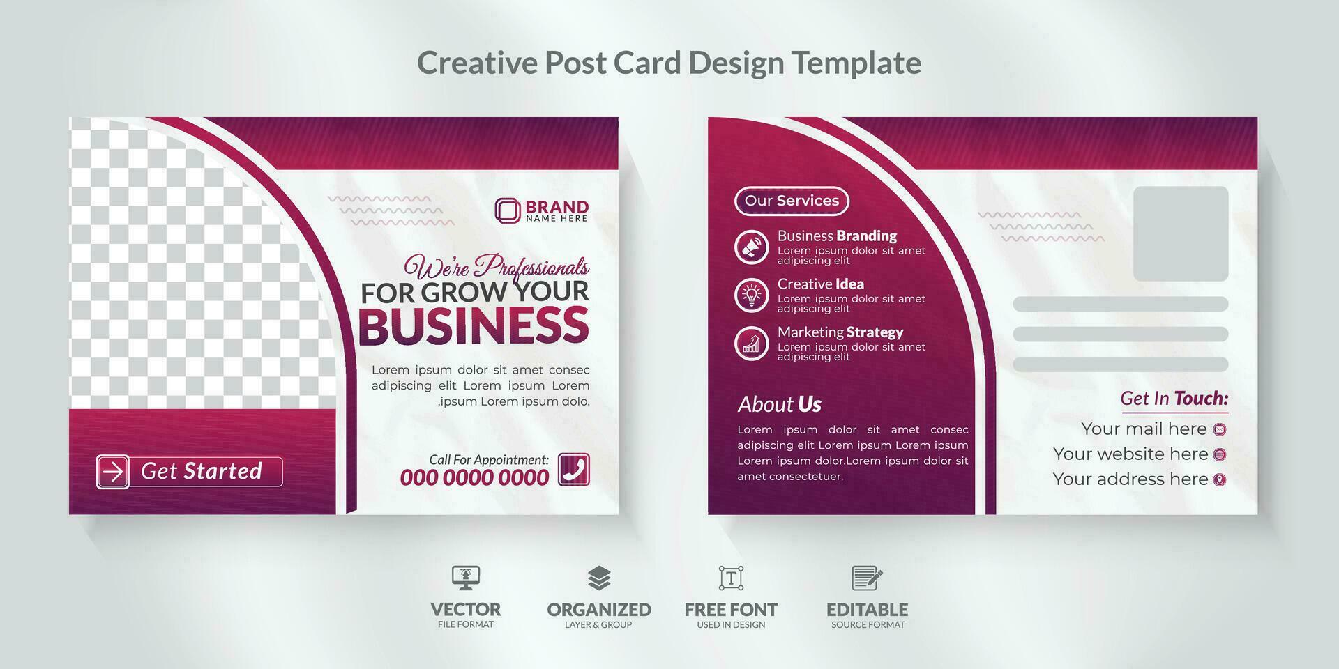 korporativ Postkarte Design Vorlage mit modern Layout. vektor