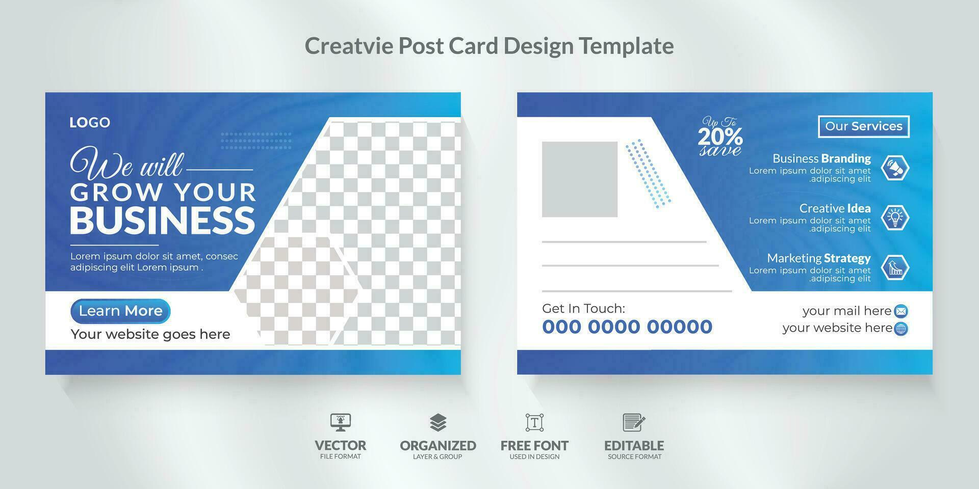 korporativ Postkarte Design Vorlage mit modern Layout. vektor