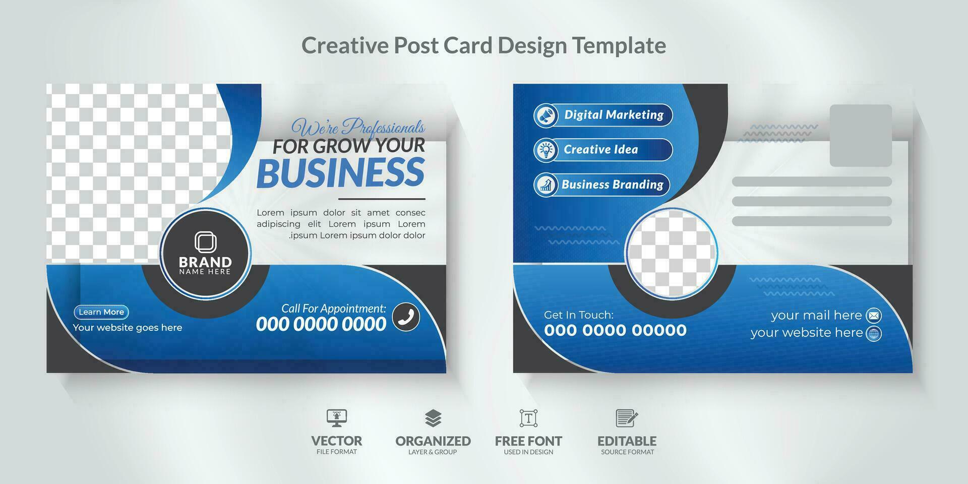 företags- vykort design mall med modern layout. vektor