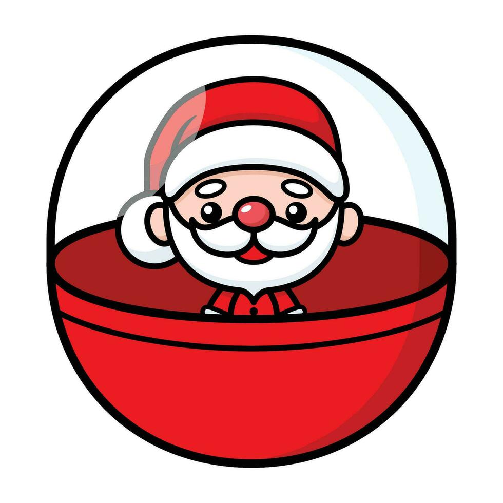 söt och söt jul santa claus tecknad serie karaktär i en gachapon gacha boll vektor