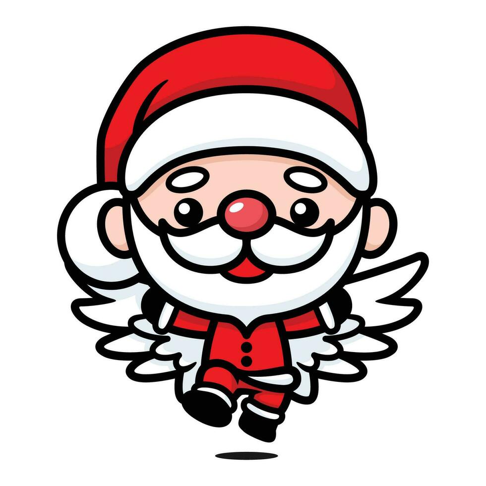 süß und kawaii Weihnachten Santa claus Karikatur Charakter fliegend mit Flügel vektor