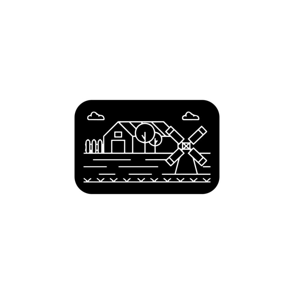 Bauernhof Symbole schwarz und Weiß linear einstellen Lager Illustration vektor