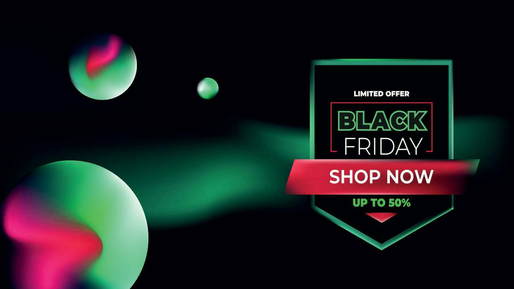 schwarz Freitag Verkauf Banner mit Grün Glasmorphismus Hintergrund vektor