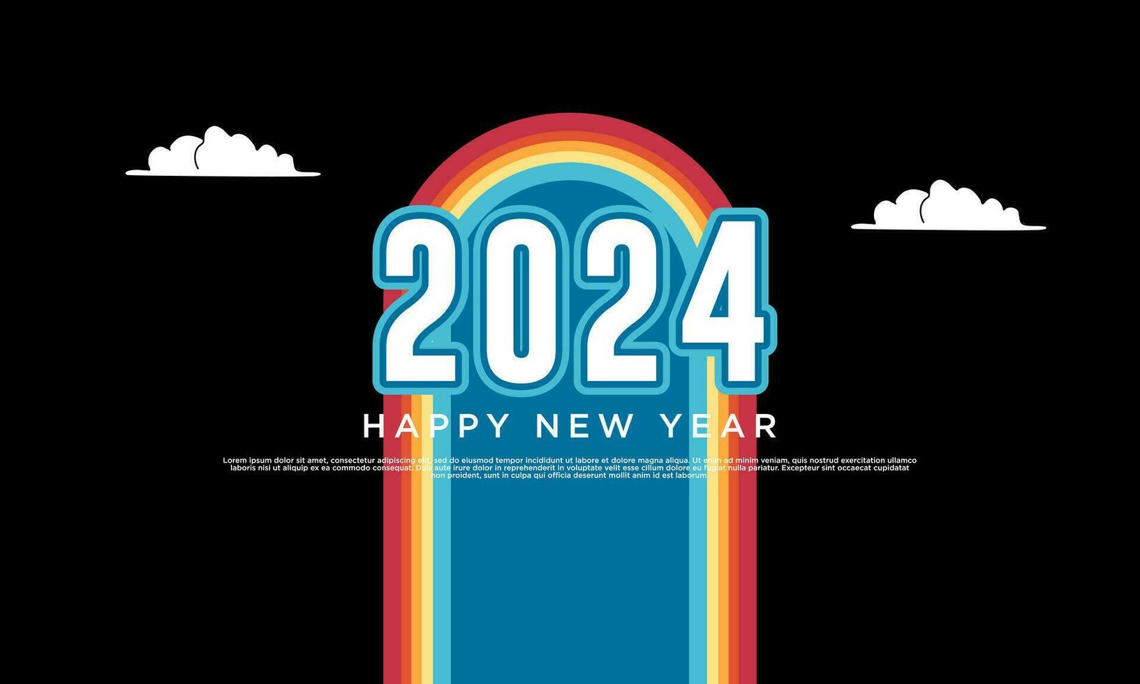 Lycklig ny år 2024 baner logotyp design illustration, kreativ och färgrik ny år 2024 vektor