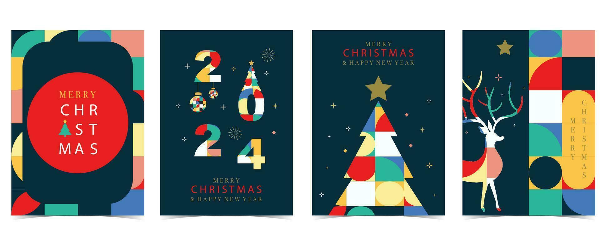 Weihnachten geometrisch Hintergrund mit Weihnachten Baum, Rentier.bearbeitbar Vektor Illustration zum Postkarte, A4 Größe
