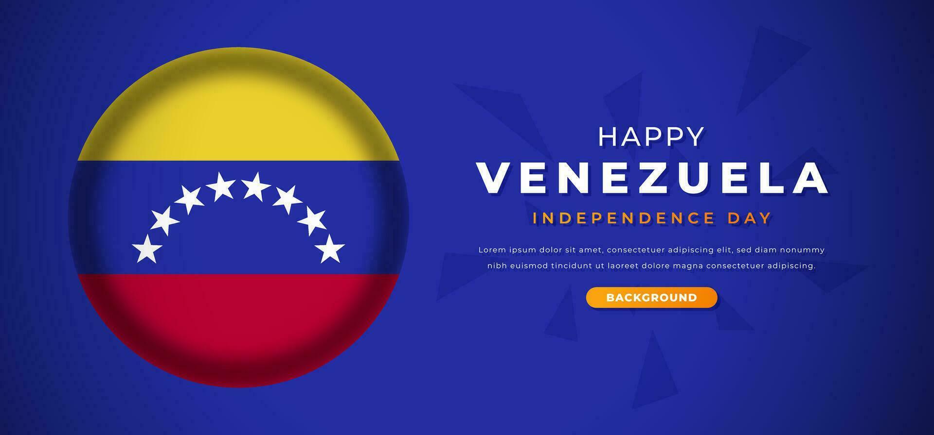 glücklich Venezuela Unabhängigkeit Tag Design Papier Schnitt Formen Hintergrund Illustration zum Poster, Banner, Werbung, Gruß Karte vektor