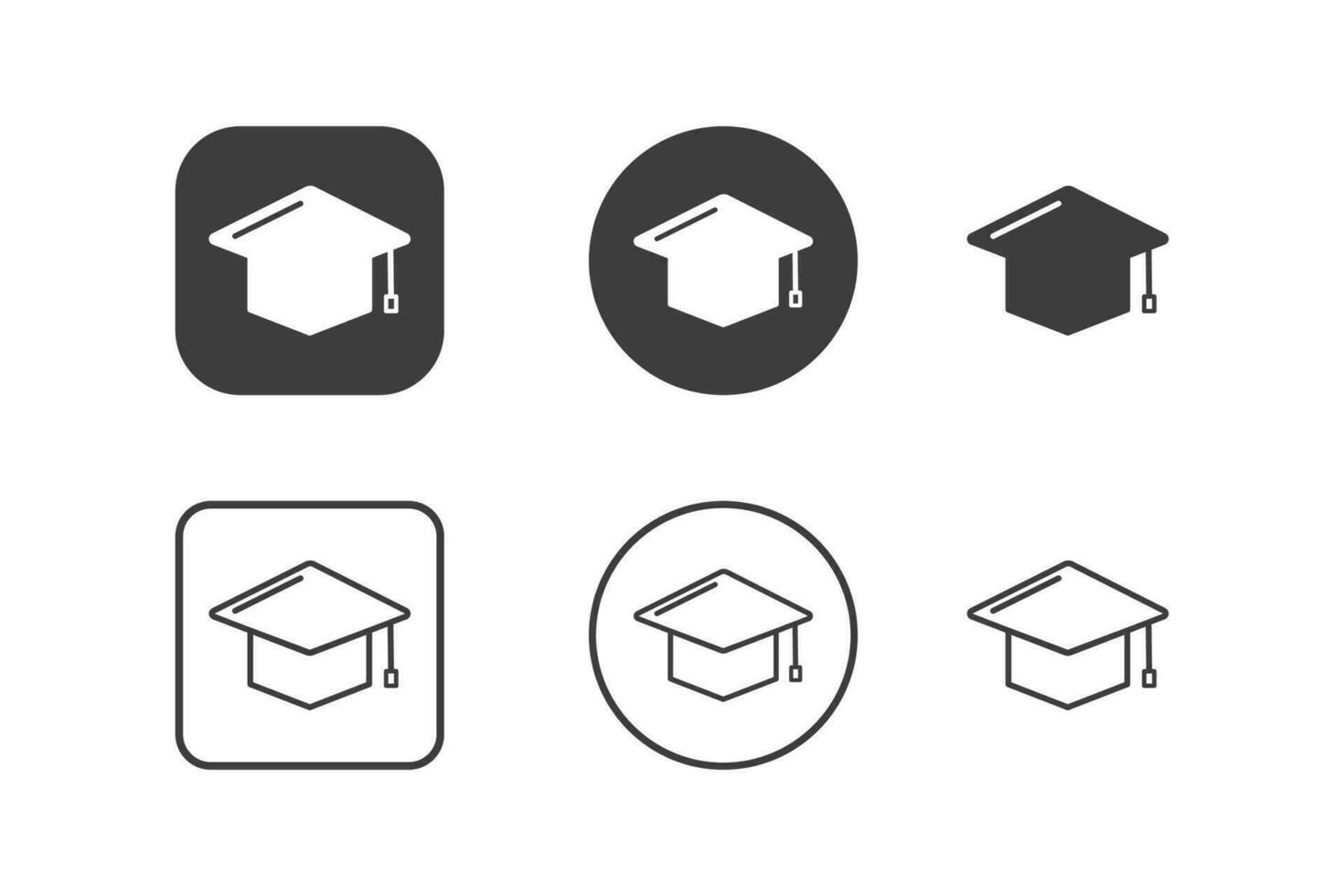 Abschluss Symbol Design 6 Variationen. isoliert auf Weiß Hintergrund. vektor