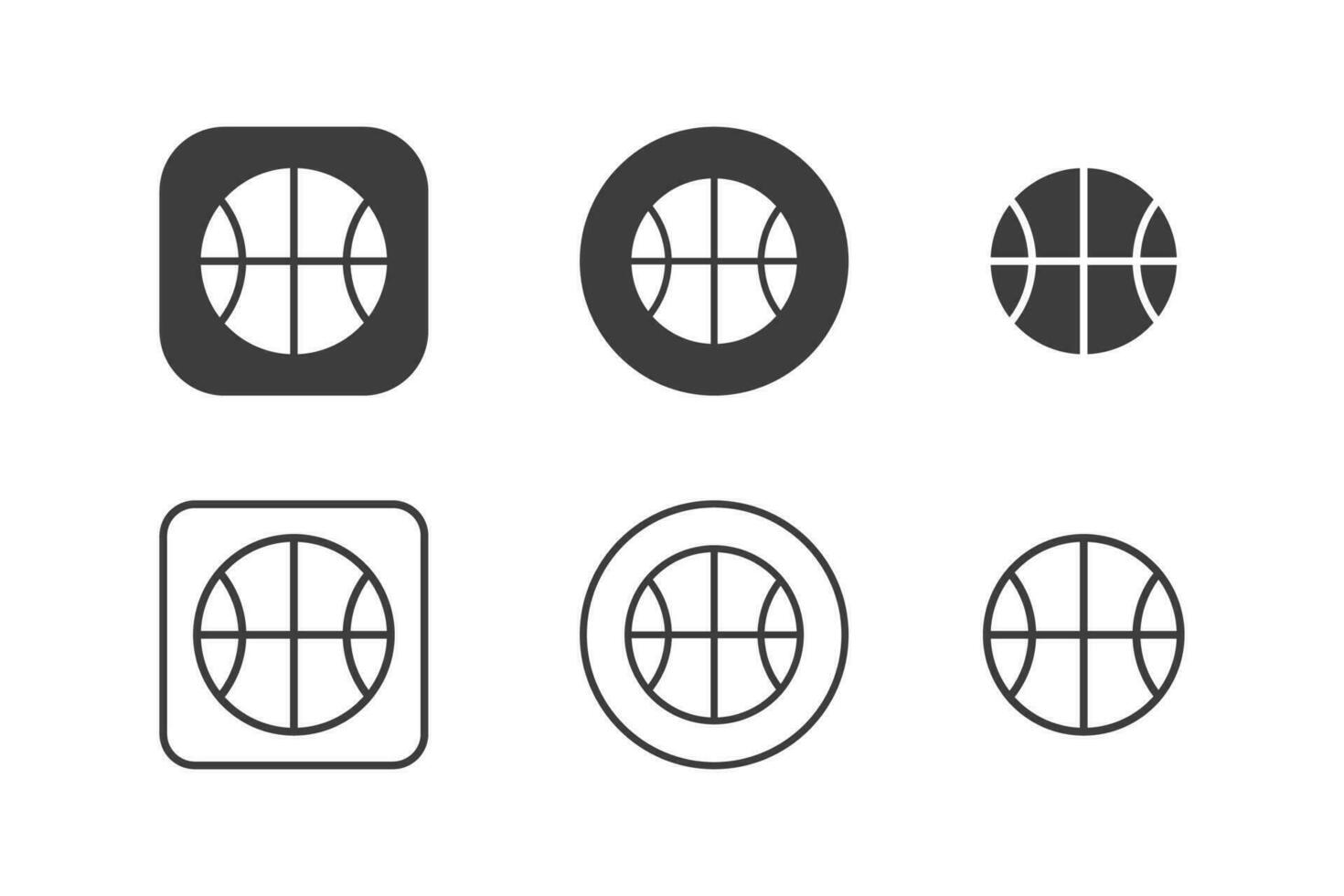 Basketball Symbol Design 6 Variationen. isoliert auf Weiß Hintergrund. vektor