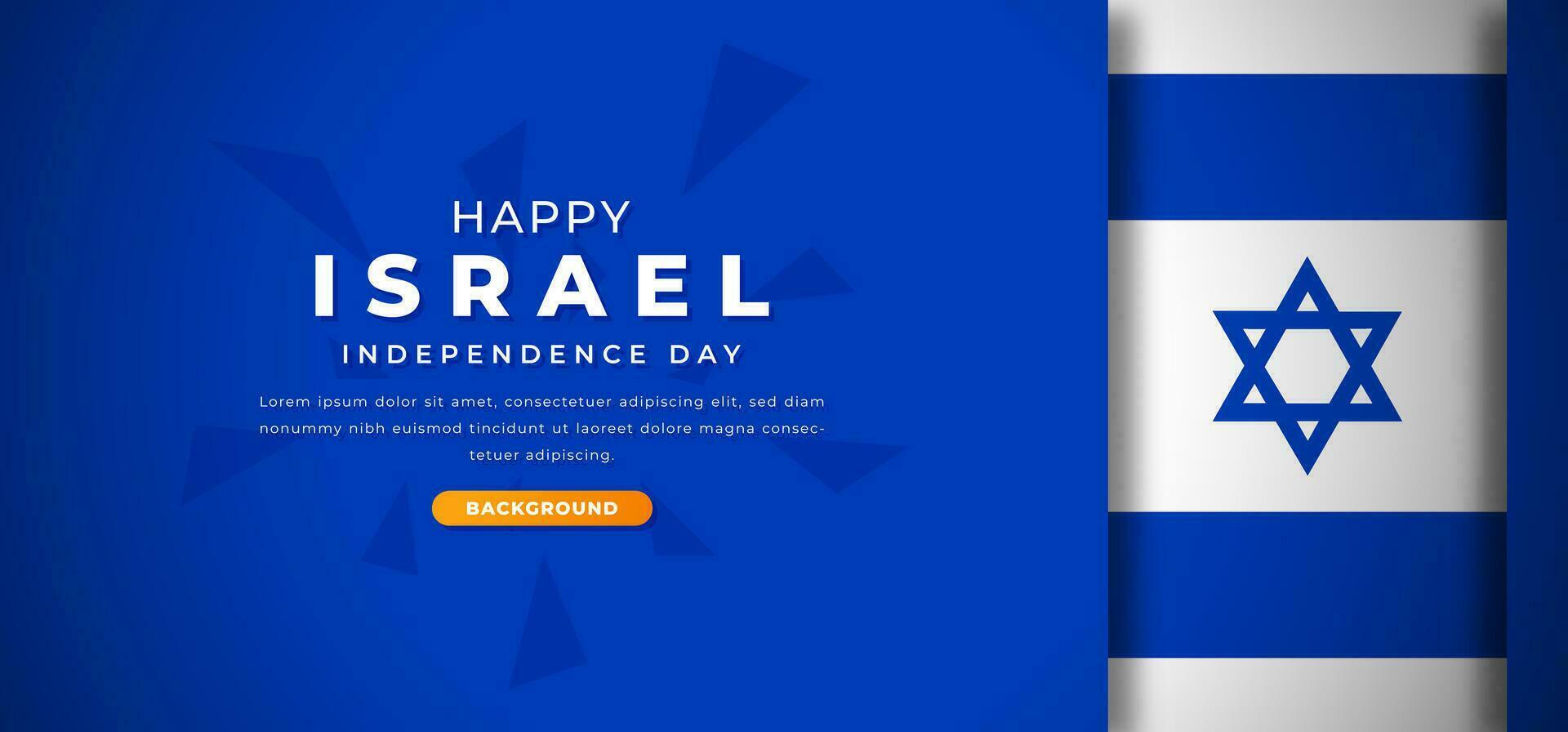 Lycklig Israel oberoende dag design papper skära former bakgrund illustration för affisch, baner, reklam, hälsning kort vektor