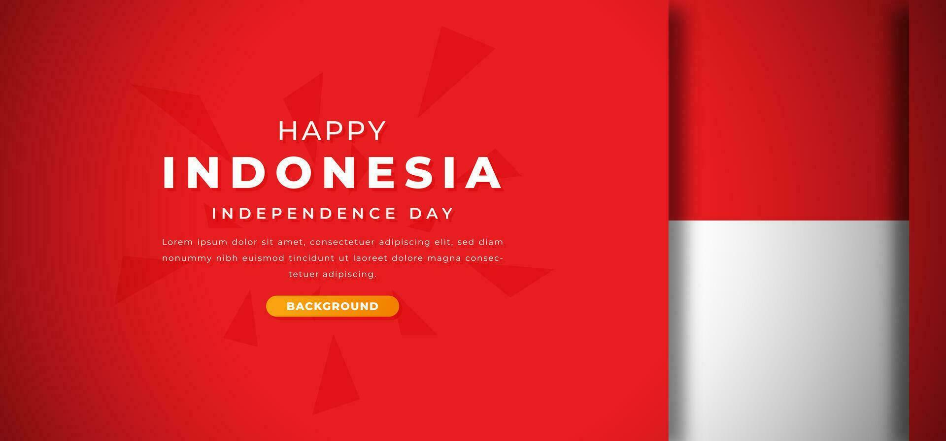 Lycklig indonesien oberoende dag design papper skära former bakgrund illustration för affisch, baner, reklam, hälsning kort vektor