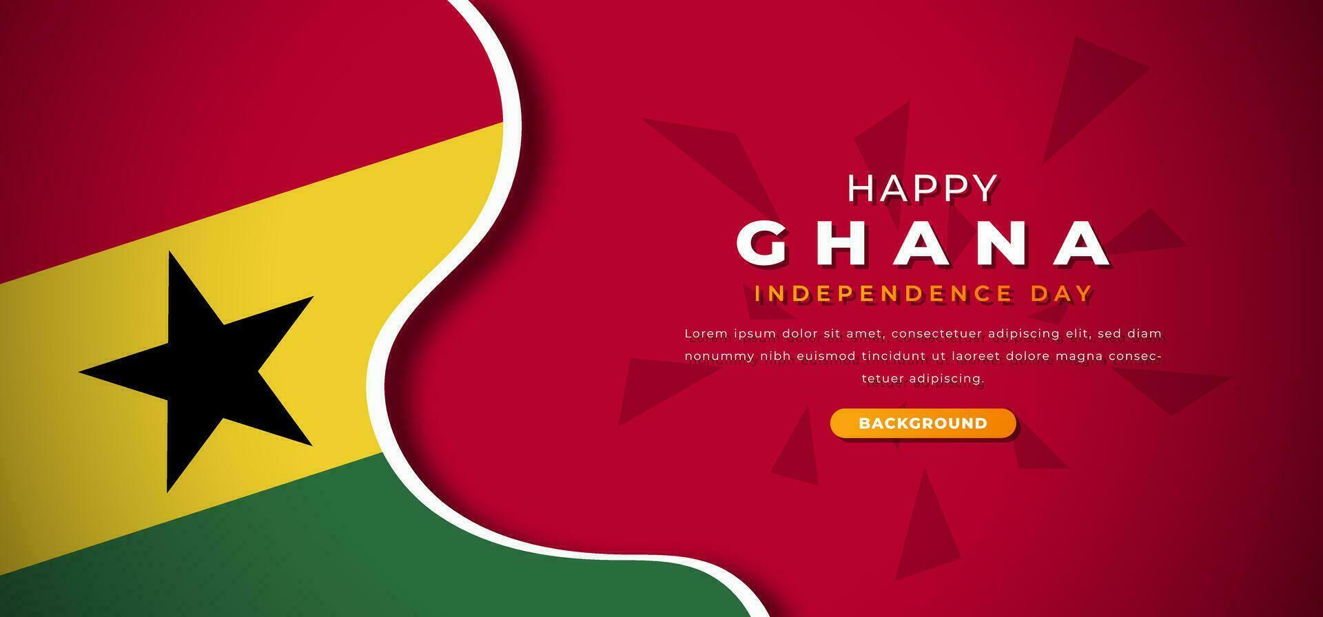 glücklich Ghana Unabhängigkeit Tag Design Papier Schnitt Formen Hintergrund Illustration zum Poster, Banner, Werbung, Gruß Karte vektor