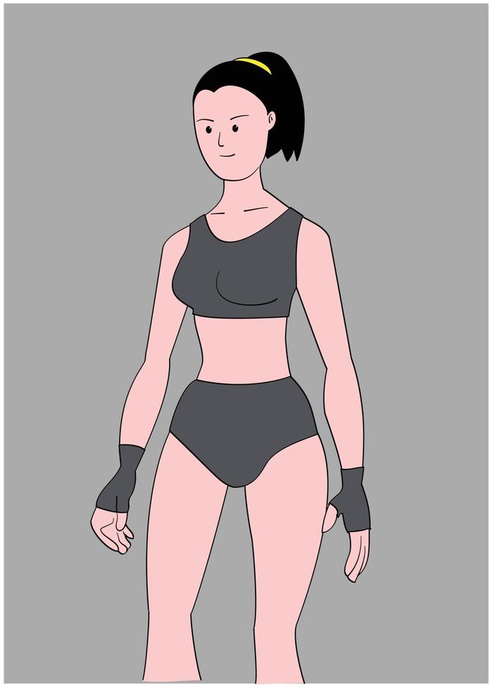 platt karaktär av fitness kvinna vektor