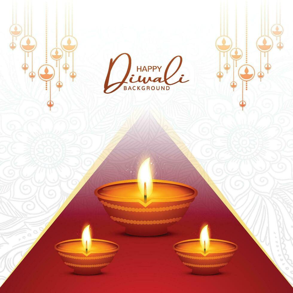 dekorativ Lycklig diwali festival kort bakgrund vektor