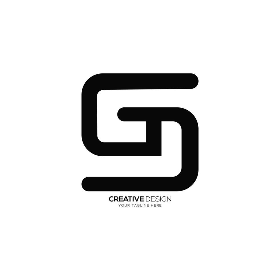 brev sg eller gs rektangel form kreativ linje konst modern abstrakt monogram logotyp vektor