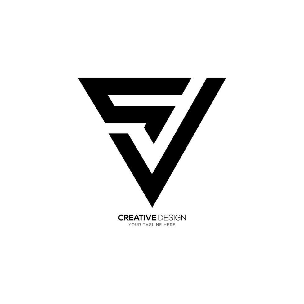 Dreieck Formen Alphabet Brief sv oder sj kreativ Linie Kunst Monogramm einzigartig Logo vektor