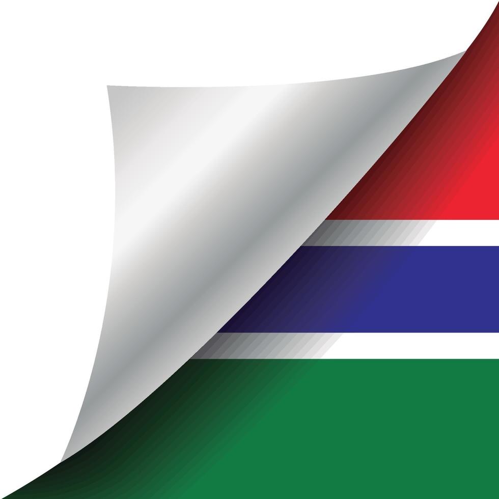 Gambia-Flagge mit gewellter Ecke vektor