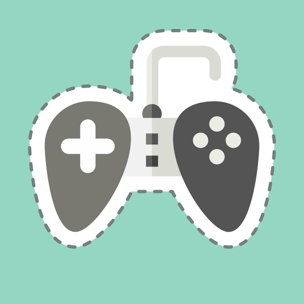 klistermärke linje skära gamepad. relaterad till dator symbol. enkel design redigerbar. enkel illustration vektor