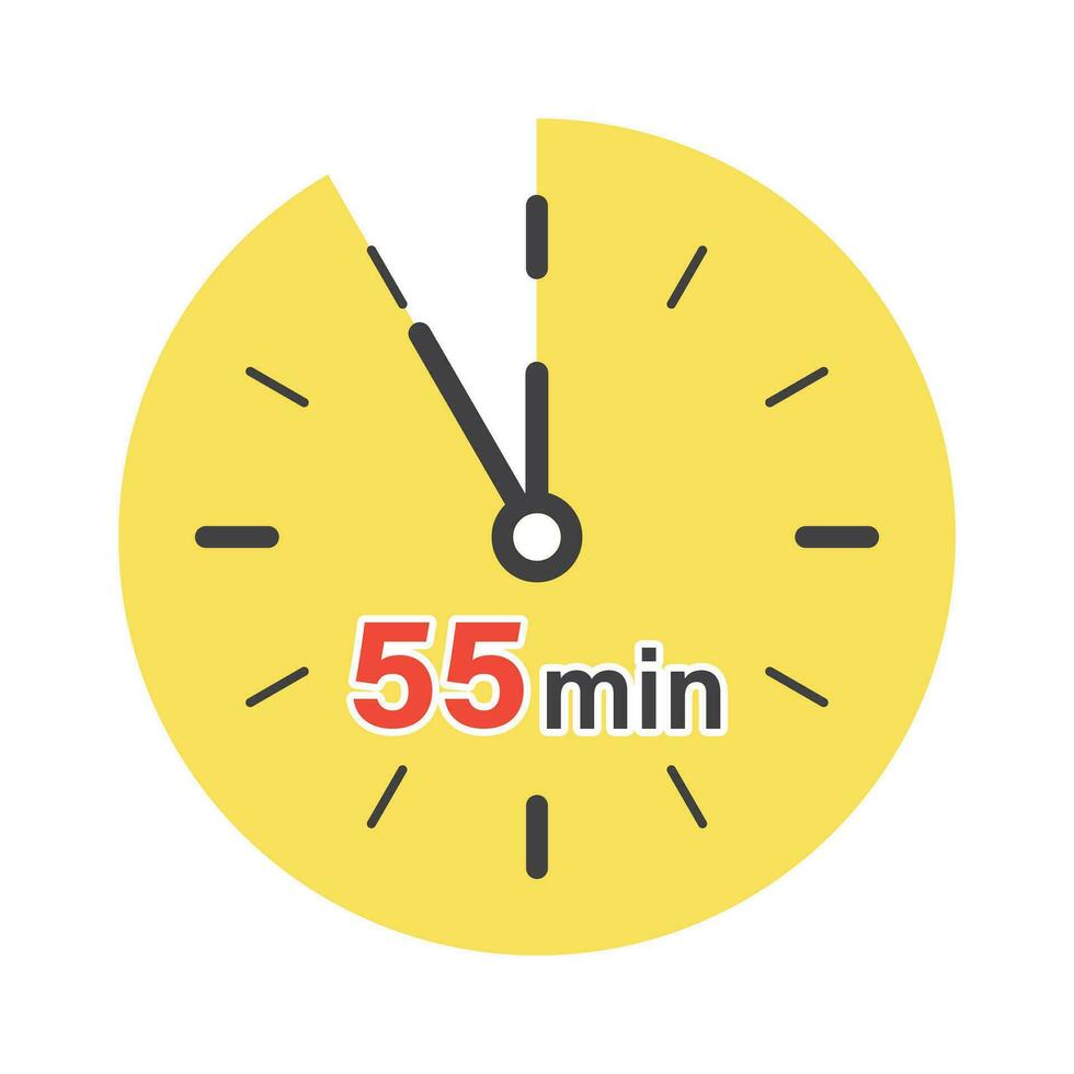 55 minuter på stoppur ikon i platt stil. klocka ansikte timer vektor illustration på isolerat bakgrund. nedräkning tecken företag begrepp.