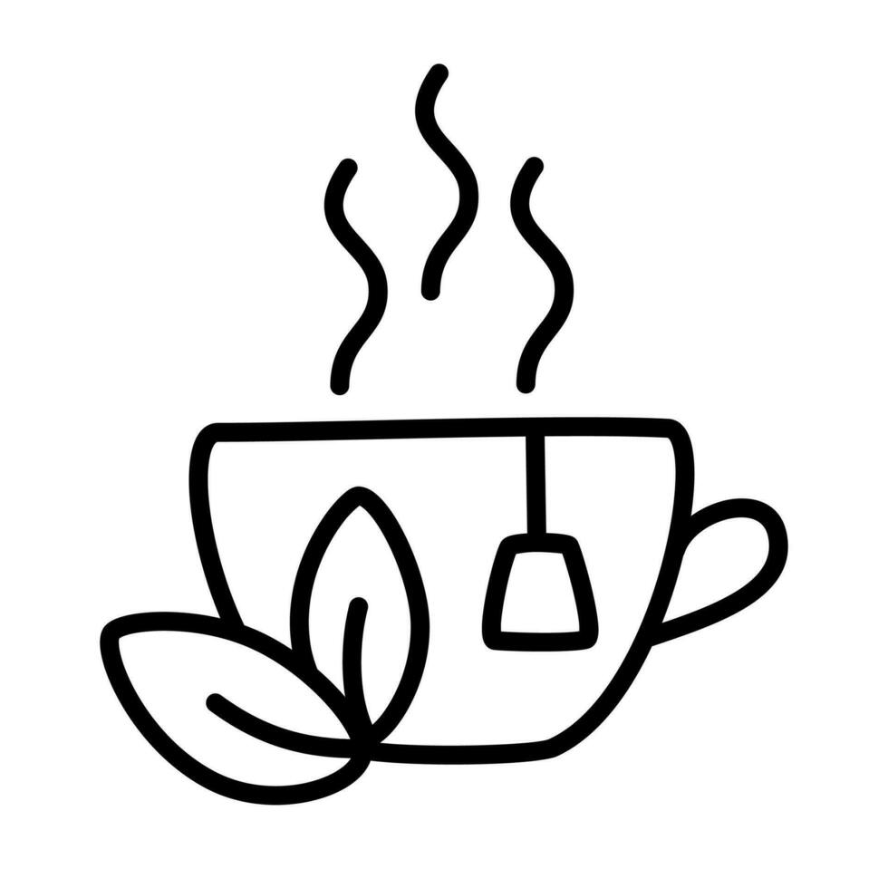 Tasse von Tee Linie Symbol. Vektor Illustration isoliert auf das Weiß Hintergrund.