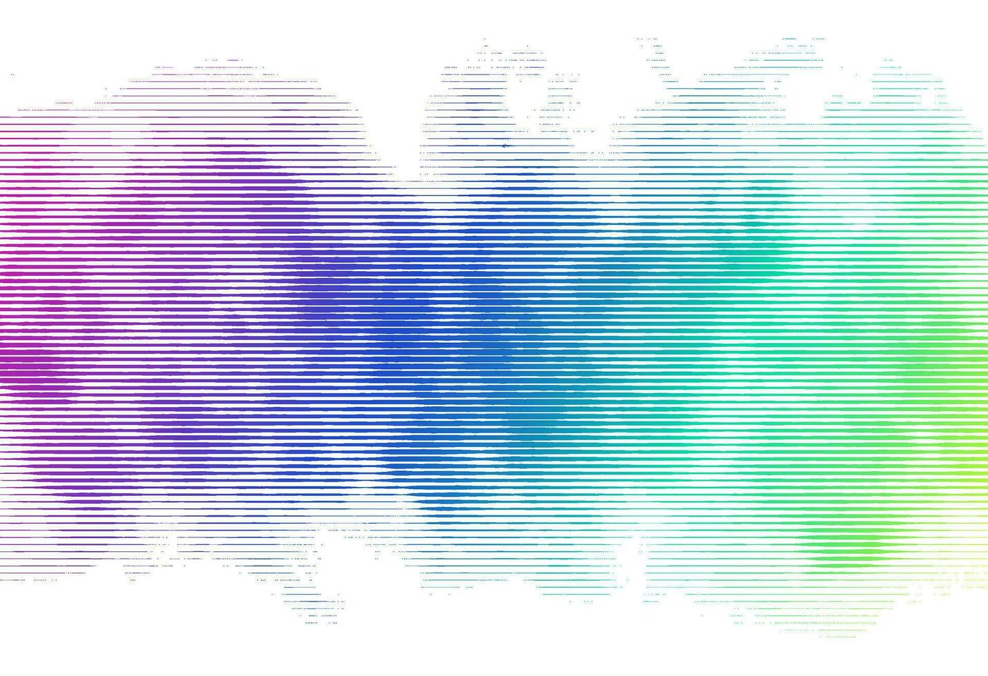 Vektor linear Halbton Rauch Wirkung. glühend hell Neon- farbig Nebel. Töne durch horizontal Linien. futuristisch retro kreativ Hintergrund.