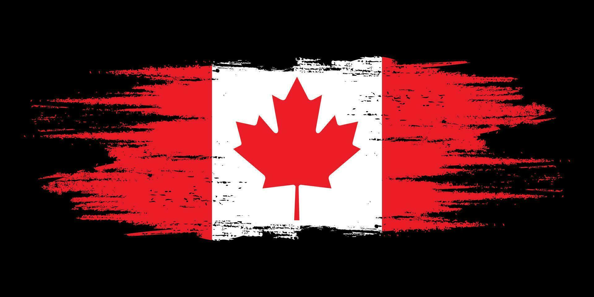 kanada borsta flagga, kanadensisk flagga borsta vattenfärg flagga design element vektor