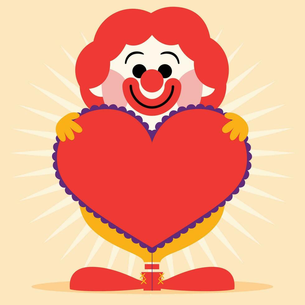 vektor illustration av Lycklig clown med hjärta form