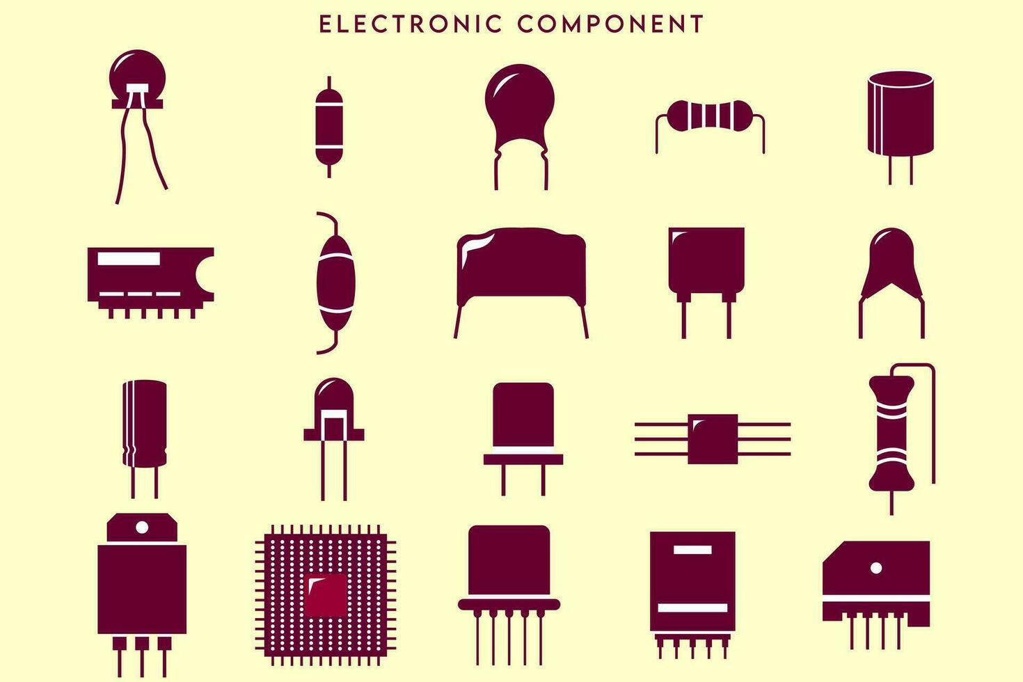 elektronisk komponent ikoner elektrisk krets vektor