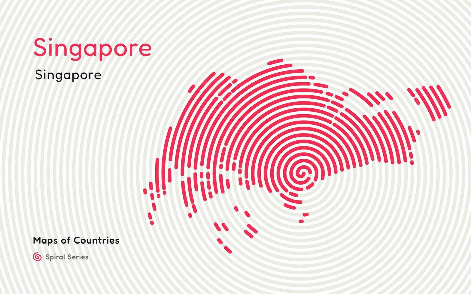 abstrakt Karte von Singapur mit Kreis Linien. Identifizierung es ist Hauptstadt Stadt, Singapur. Spiral- Fingerabdruck Serie vektor