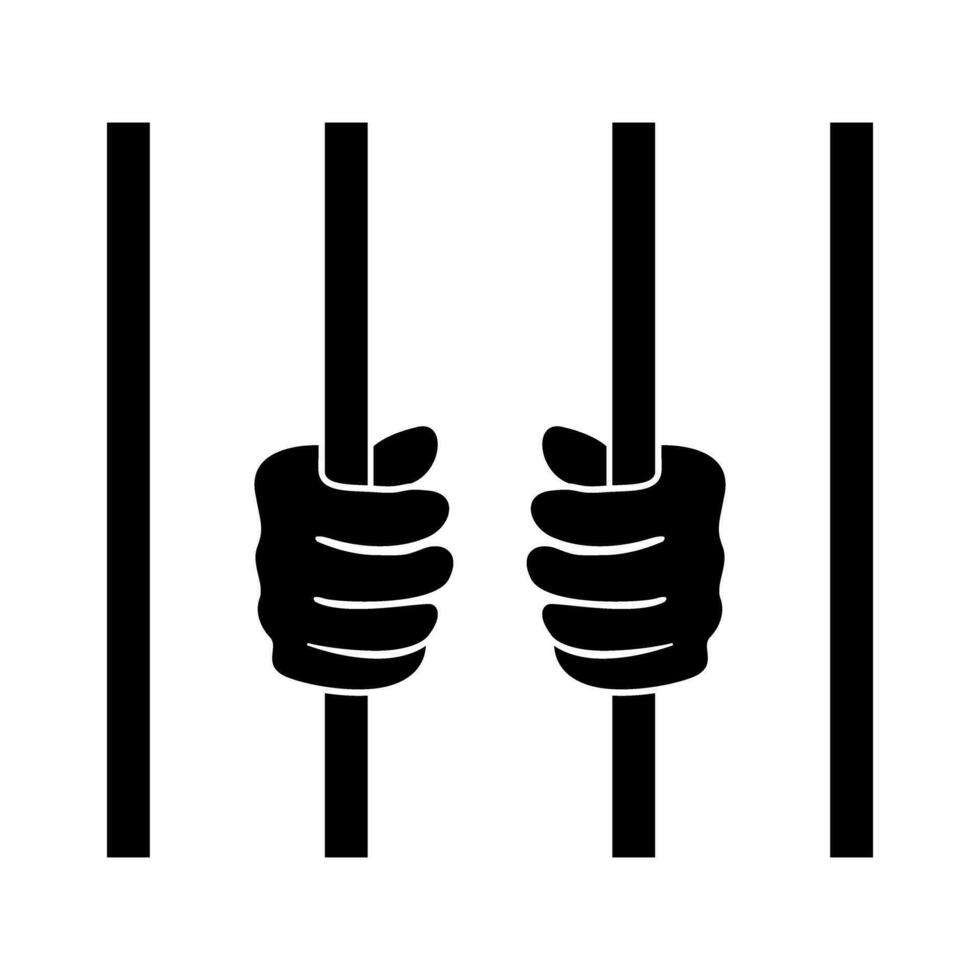 fängelse Bakom bar händer silhuett vektor illustration