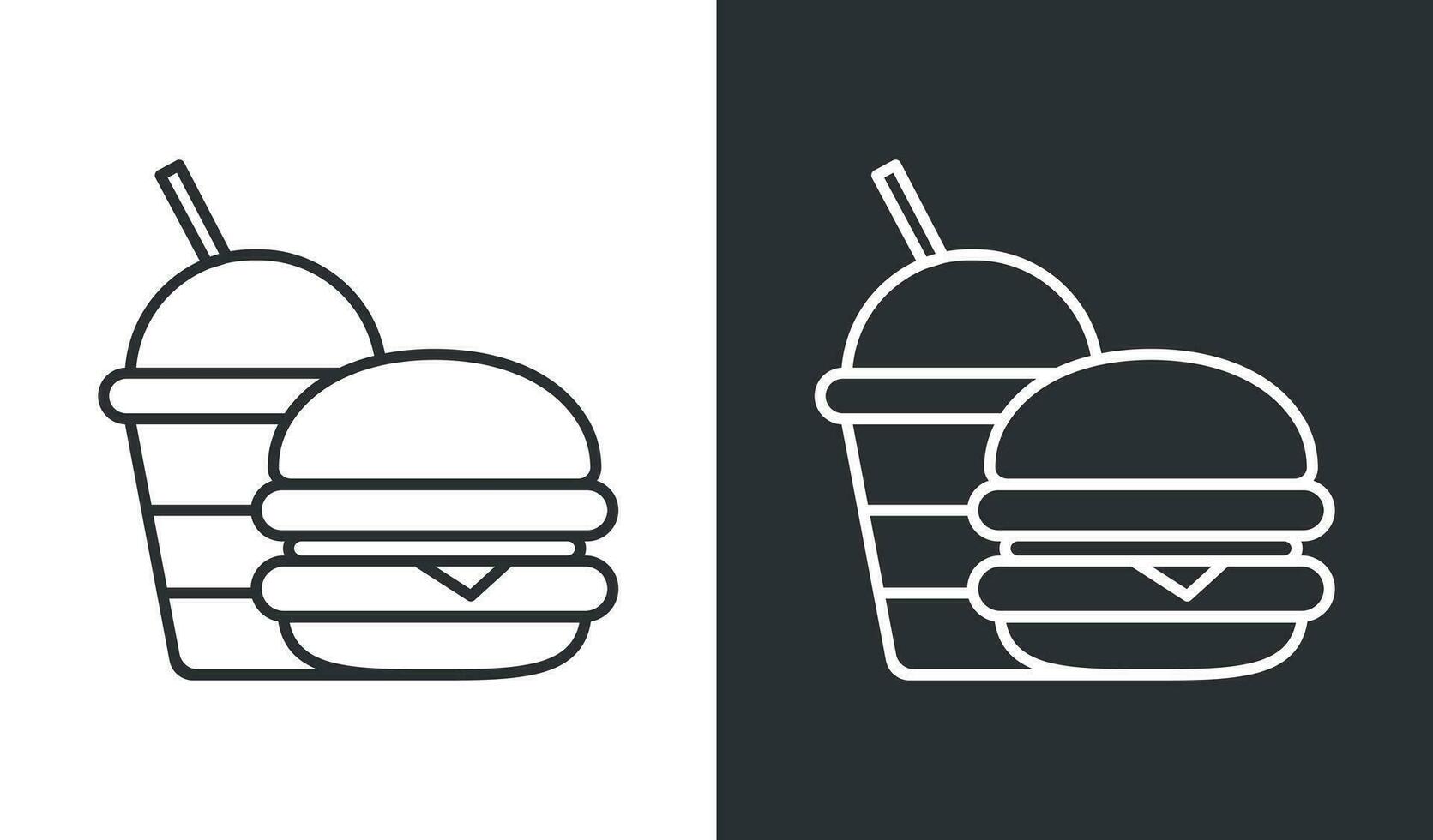 mjölk skaka burger snabb mat linje ikon vektor illustration