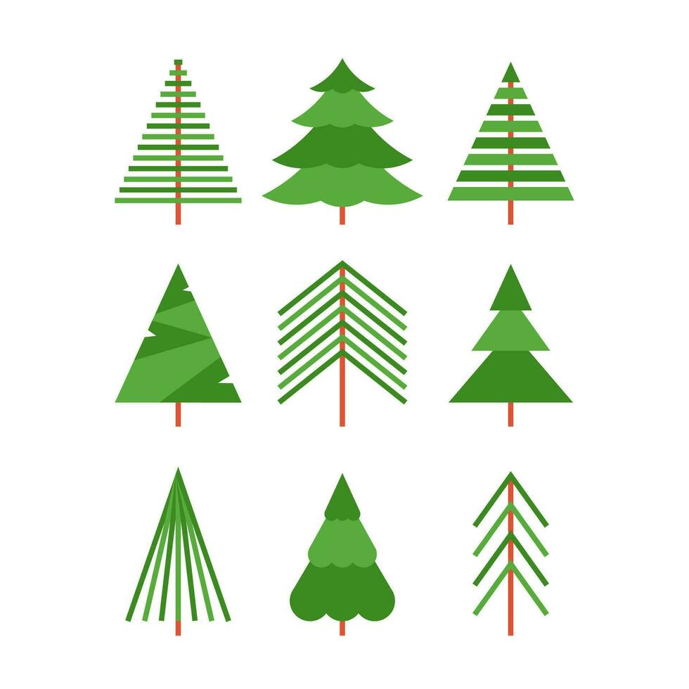 Grün Weihnachten Baum Symbol einstellen isoliert auf Weiß. Vektor Illustration Symbol zum Neu Jahr und Weihnachten