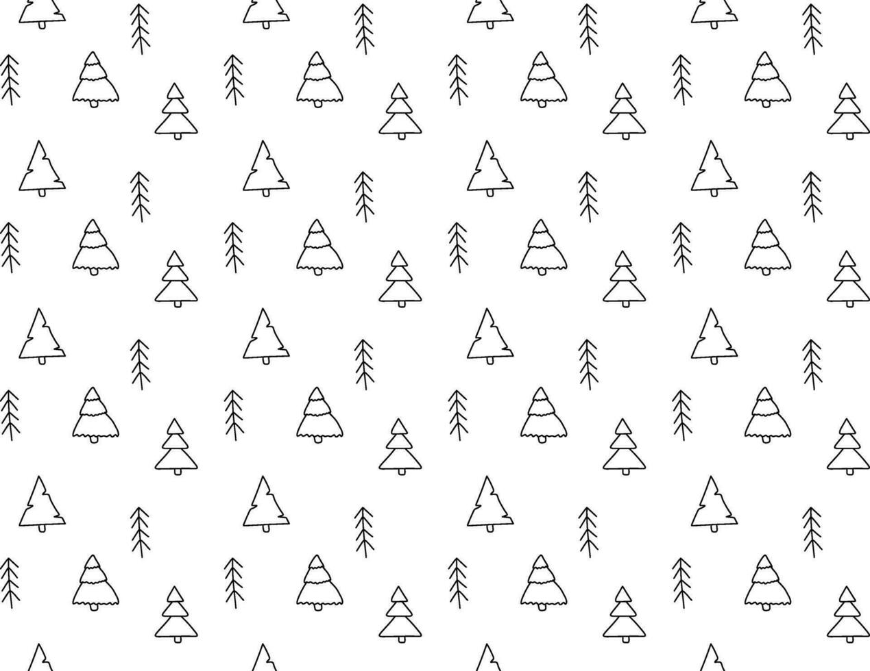 Hand gezeichnet Weihnachten Bäume Muster. nahtlos Neu Jahr Gekritzel Illustration. fröhlich Weihnachten Vektor zum Hintergrund, Textilien, Bettwäsche, Pyjama