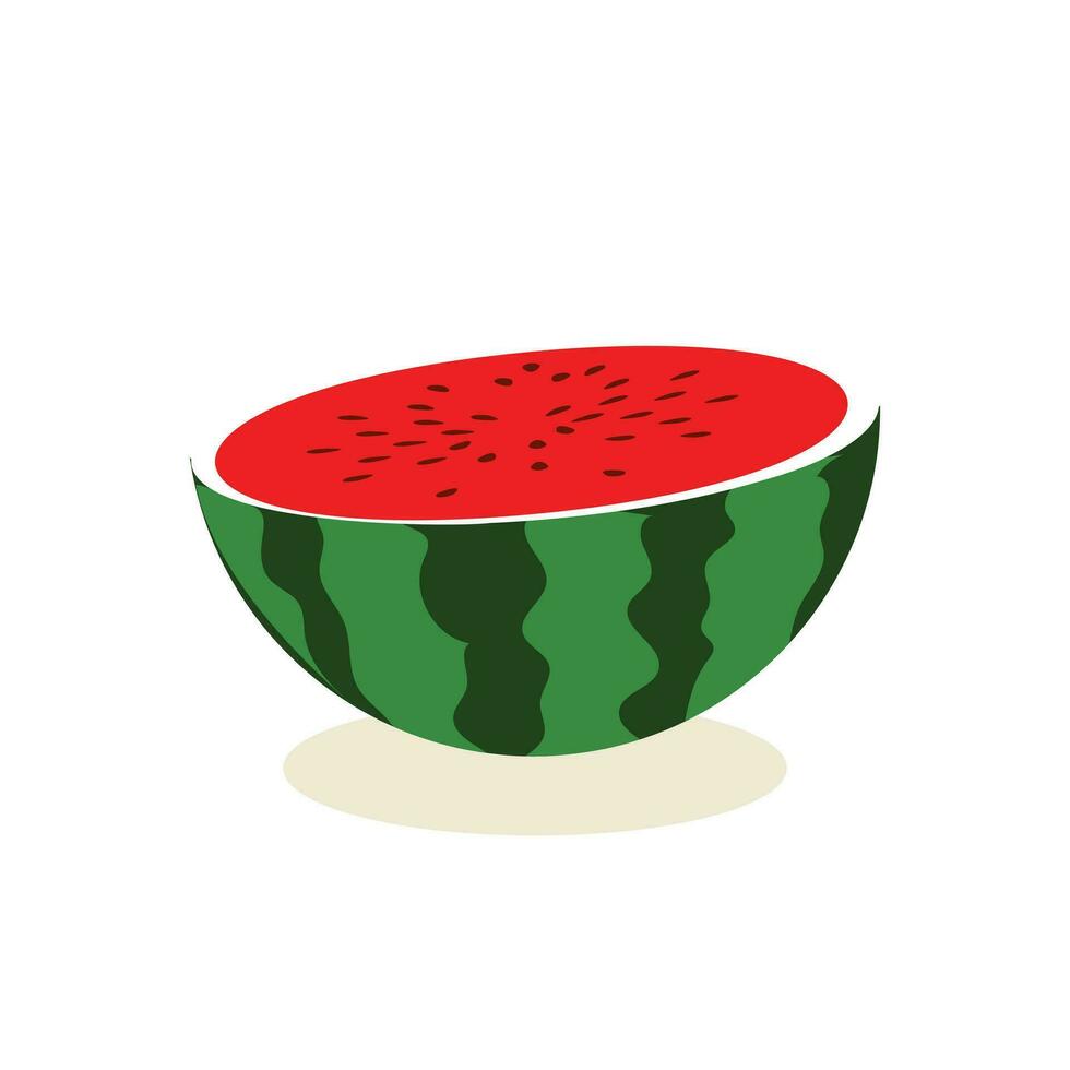 tecknad serie färsk grön öppen vattenmelon halv, skivor och trianglar. röd vattenmelon bit med bita. skivad cocktail vatten melon frukt vektor uppsättning. illustration av vattenmelon friskhet natur