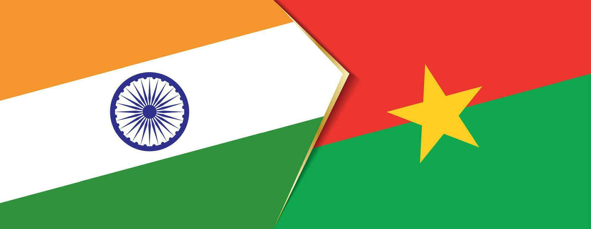 Indien und Burkina Faso Flaggen, zwei Vektor Flaggen.