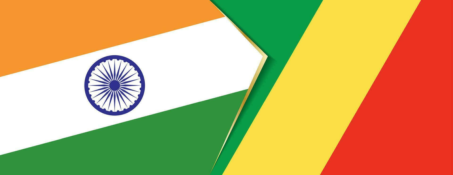 Indien och kongo flaggor, två vektor flaggor.