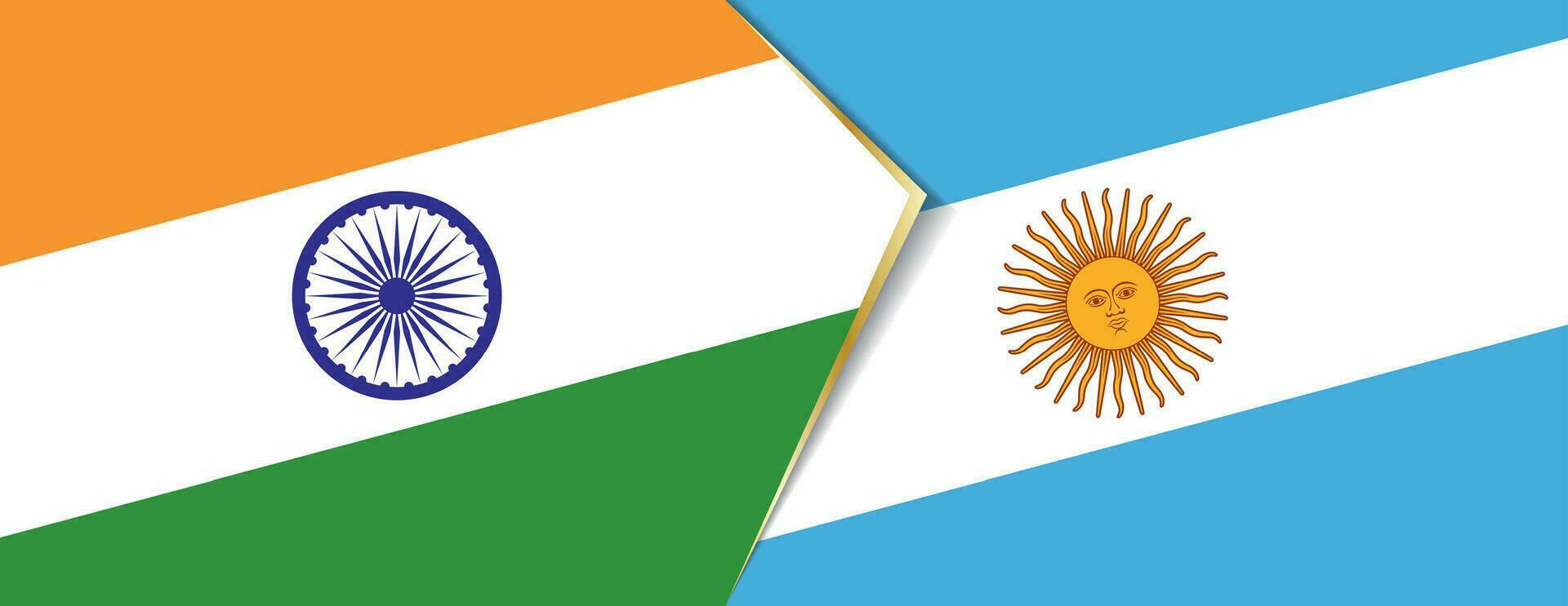 Indien und Argentinien Flaggen, zwei Vektor Flaggen.