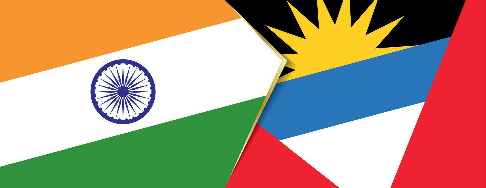 Indien och antigua och barbuda flaggor, två vektor flaggor.