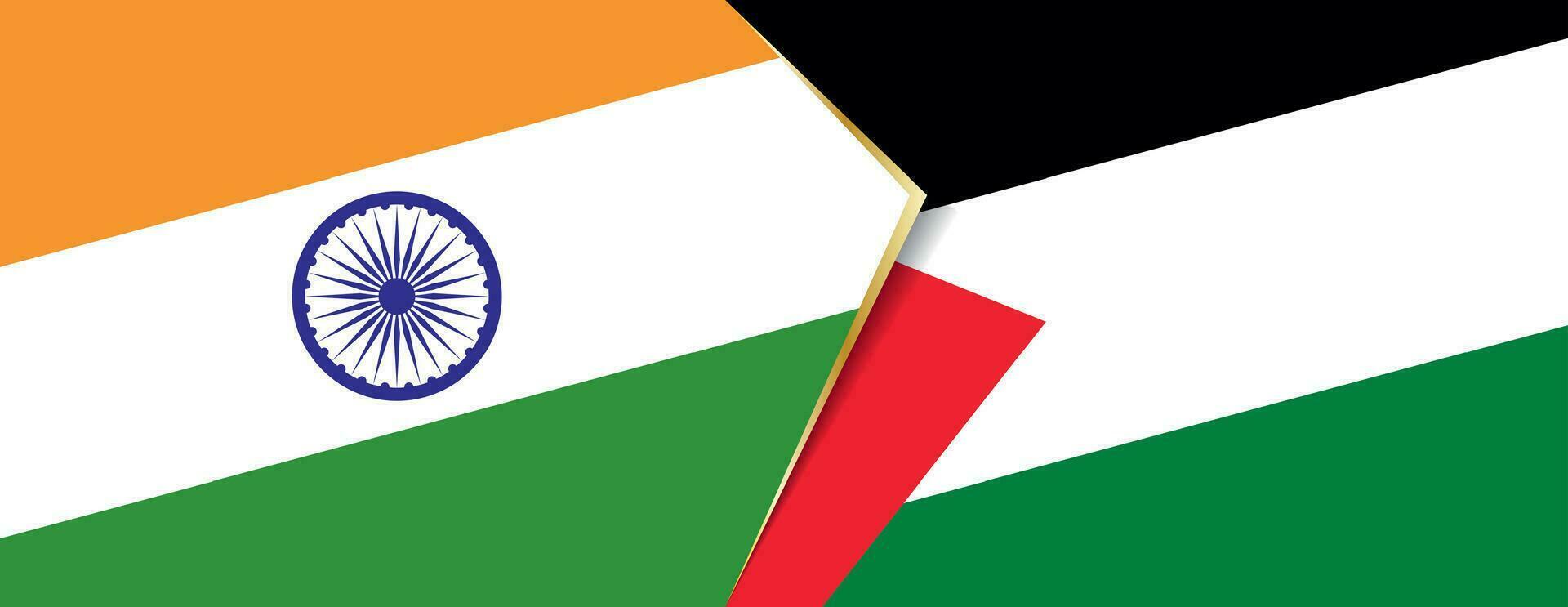 Indien och palestina flaggor, två vektor flaggor.