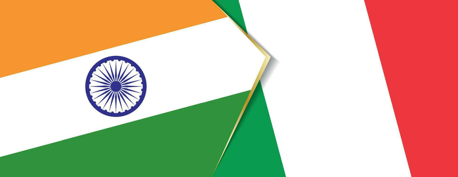 Indien och Italien flaggor, två vektor flaggor.