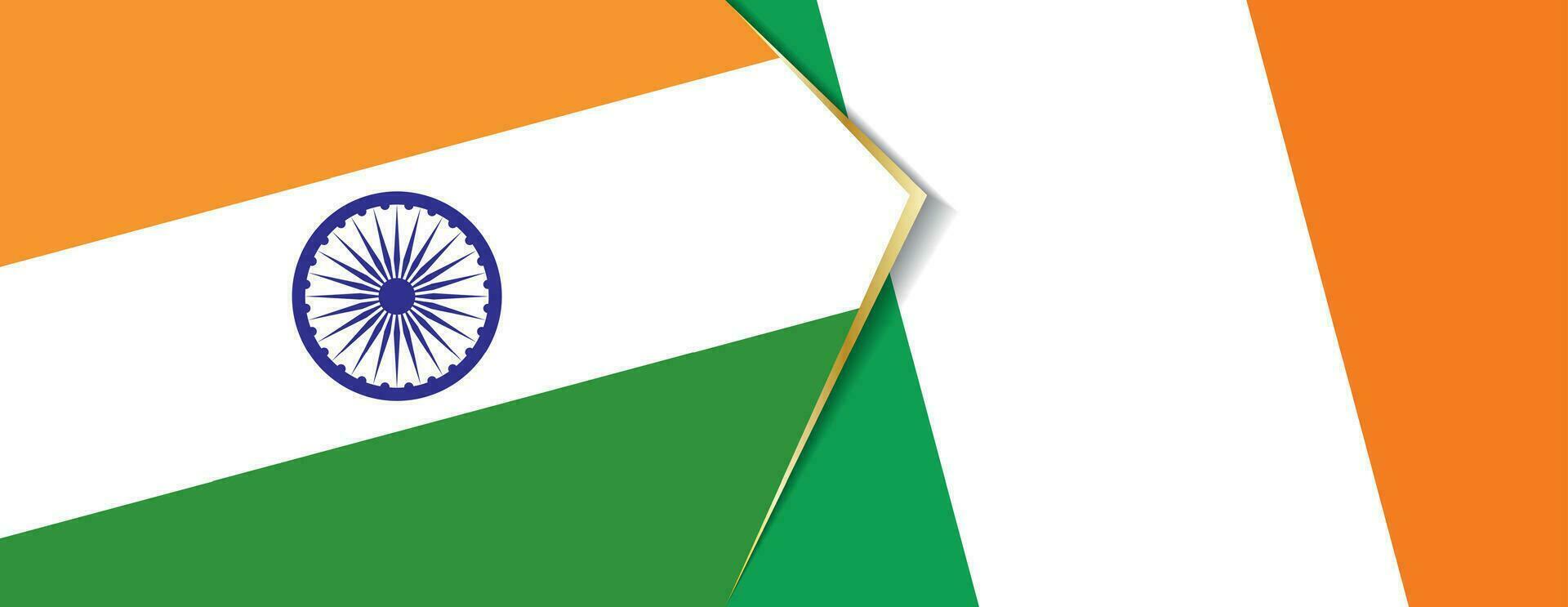 Indien und Irland Flaggen, zwei Vektor Flaggen.