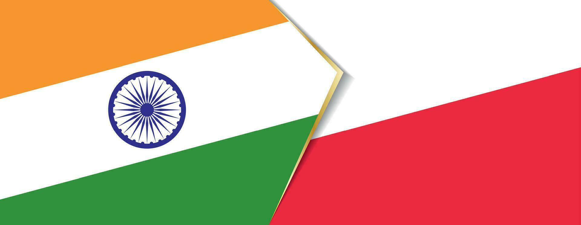 Indien och polen flaggor, två vektor flaggor.